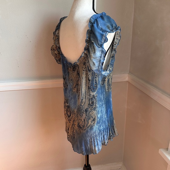 Vintage Piano Micro Pleated Ruffle Blouse Y2K Whimsigoth Art To Wear Fairy - Picture 12 of 17